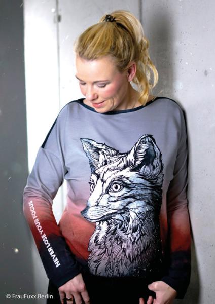 French Terry Panel Wolfsgesicht Rot ca. 88 cm Sunset Serie by Thorsten Berger von Swafing